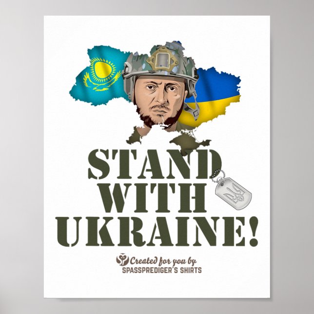 Ukraina Kazakstan Zelenskyj Stå med Ukraina  Poster (Framsidan)