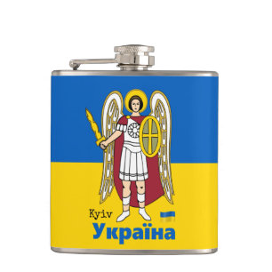 Ukraina & Kiiv City Jackande av Arm, Ukrainas Flag Fickplunta