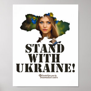 Ukraina Kontur Ukrainsk Kvinna Slogan Stå Med Poster