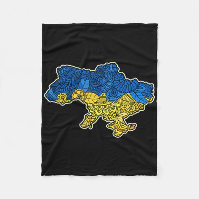 Ukraina Konturkarta Present Nationalflagga  Fleecefilt (Framsidan)