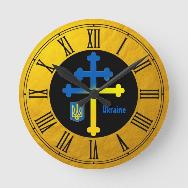 Ukraina Kor Symbol & Lorraine kor Rund Klocka (Framsida)