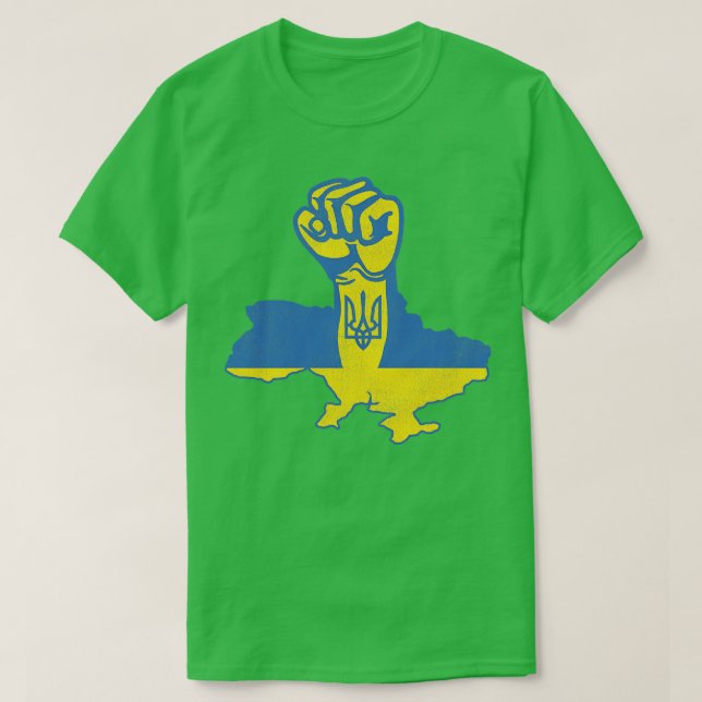 Ukraina - kraftigt utstressad, upplyst fist t shirt (Design framsida)