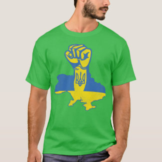 Ukraina - kraftigt utstressad, upplyst fist t shirt