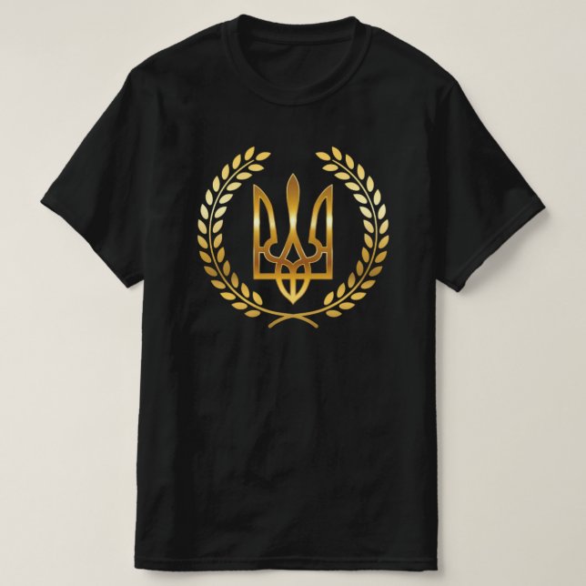 Ukraina Krigare Guld Trident T-Shirt (Design framsida)