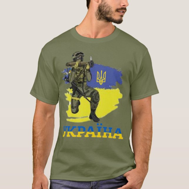 Ukraina Krigare Soldat Brittisk Javelin T-Shirt (Framsida)