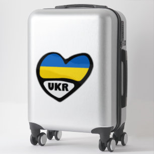 Ukraina Land Code Flagga Heart, UKR Klistermärken