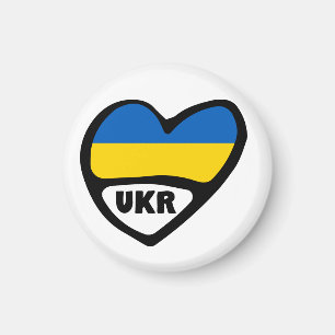 Ukraina Land Code Flagga Heart, UKR Magnet