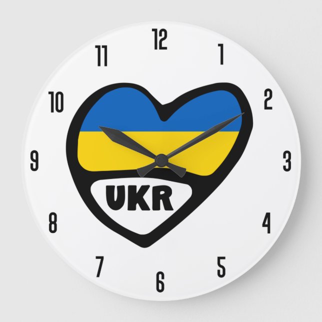 Ukraina Land Code Flagga Heart, UKR Stor Klocka (Framsida)