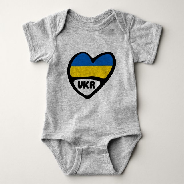 Ukraina Land Code Flagga Heart, UKR T Shirt (Framsida)