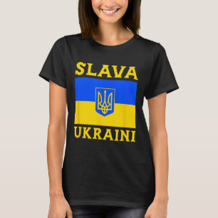 Ukraina Landsflagga Stolthet Slava Ukraini 3 T Shirt
