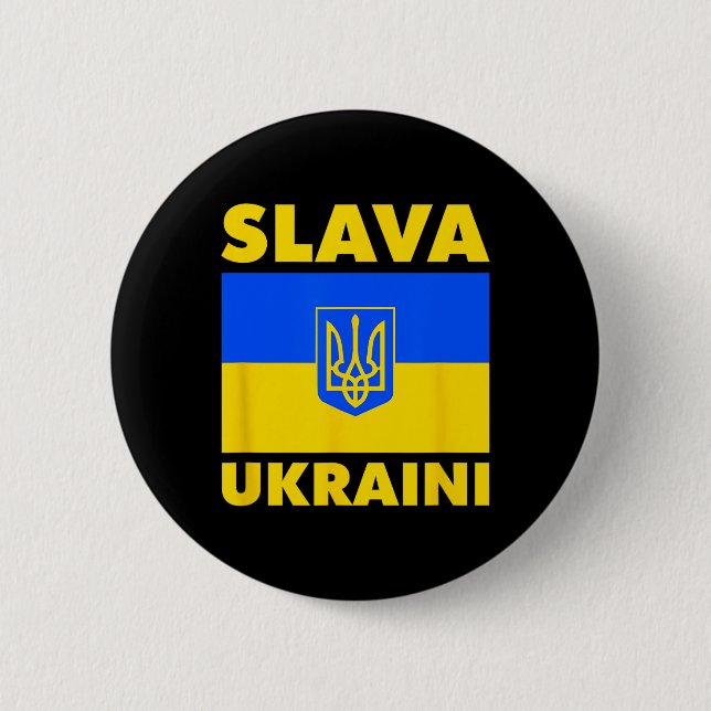 Ukraina Landsflagga Stolthet Slava Ukraini  Knapp (Framsida)