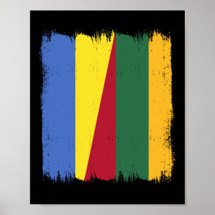 Ukraina Litauen Halv Flagga Ukrainsk Litauisk R Poster