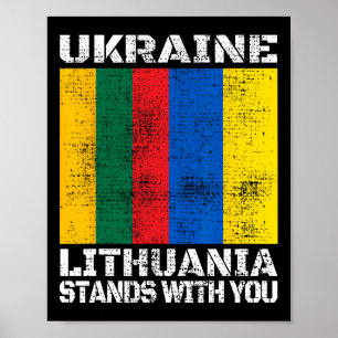 Ukraina Litauen Står Med Dig Litauiskt Stöd Poster
