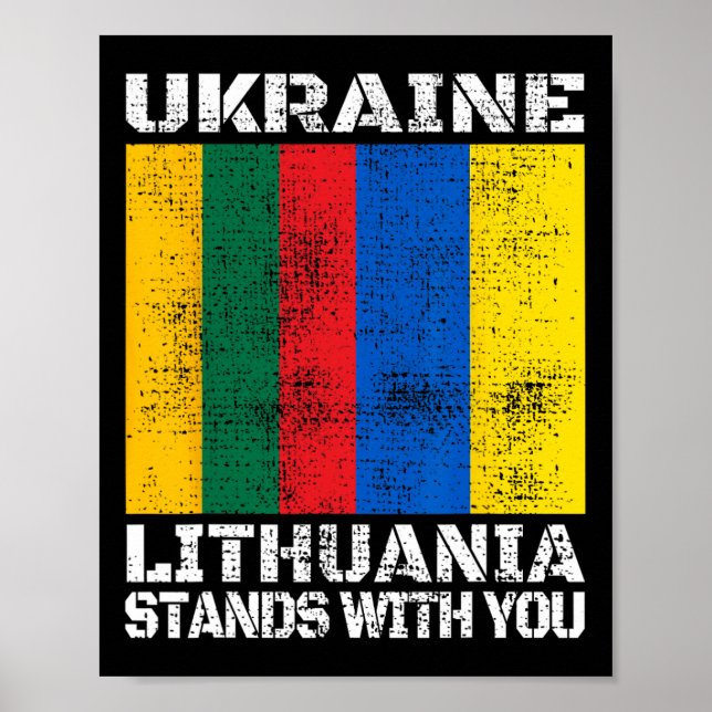 Ukraina Litauen Står Med Dig Litauiskt Stöd Poster (Framsidan)