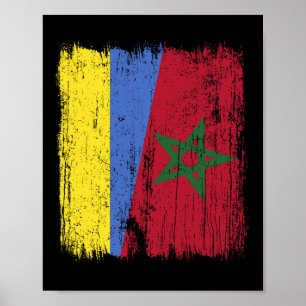 Ukraina Marocko Halv Flagga Ukrainsk Marockansk Ku Poster
