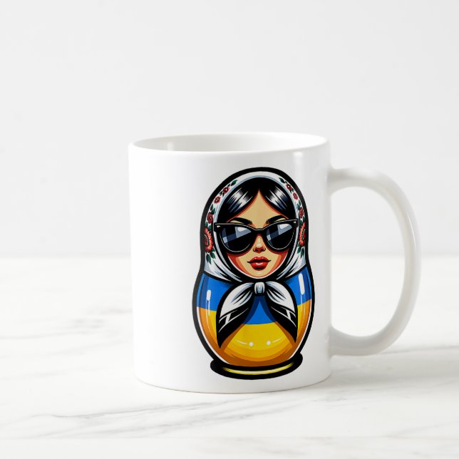 Ukraina Matrjoshka Med Solglasögon För Ukrainare M Kaffemugg (Höger)