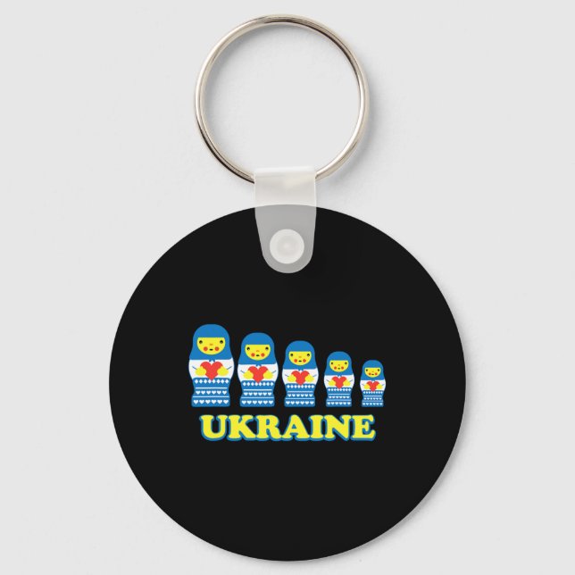 Ukraina Matryoshka-ryska dockor håller hjärtan  Nyckelring (Framsida)