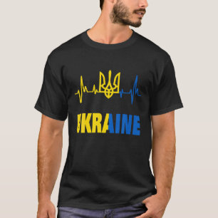 Ukraina med Flagga Heartslag Ukraina Ukrainas Flag T Shirt