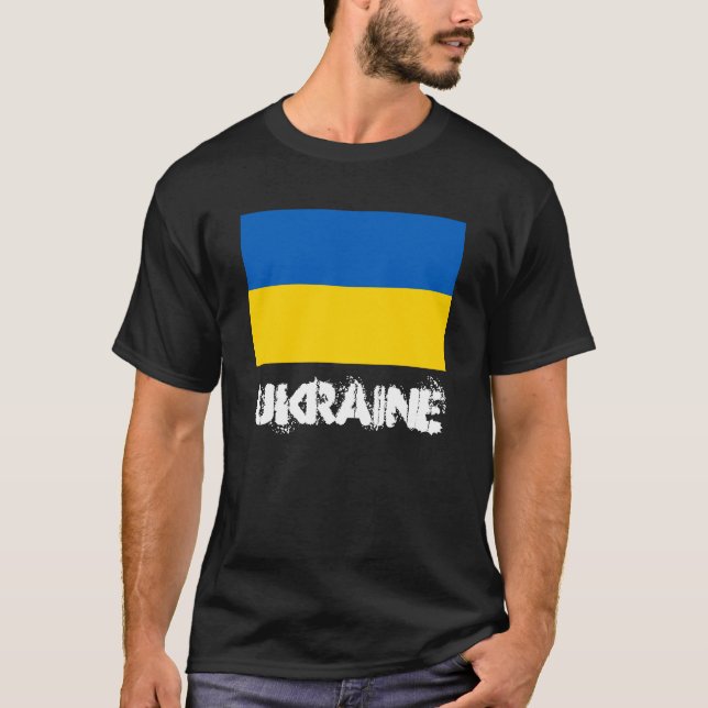Ukraina med ukrainska Jackande av Arm Tee (Framsida)