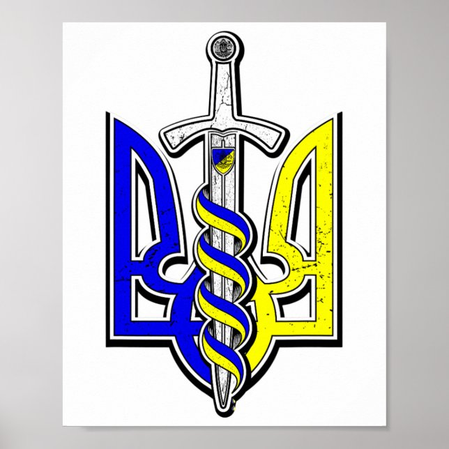Ukraina nationellt emblem med svärd  poster (Framsidan)