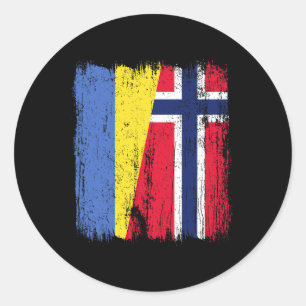 Ukraina Norge Halv Flagga Ukrainsk Norsk Förfäder Runt Klistermärke