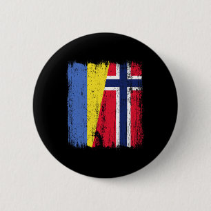 Ukraina Norge Halv Flagga Ukrainsk Norsk Härkomst Knapp