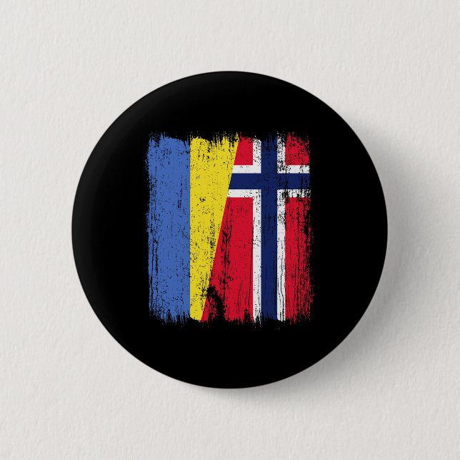 Ukraina Norge Halv Flagga Ukrainsk Norsk Härkomst Knapp (Framsida)