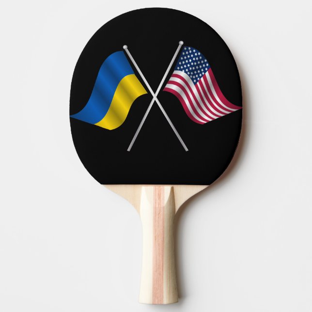 Ukraina och amerikansk Flagga Ping Pong Paddle Pingisracket (Framsidan)