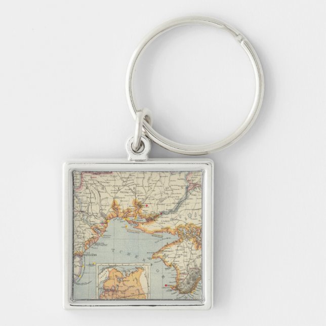 Ukraina och Moldavien Fyrkantig Silverfärgad Nyckelring (Framsidan)
