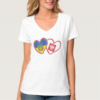 Ukraina och Polen Flagga Hearts T Shirt