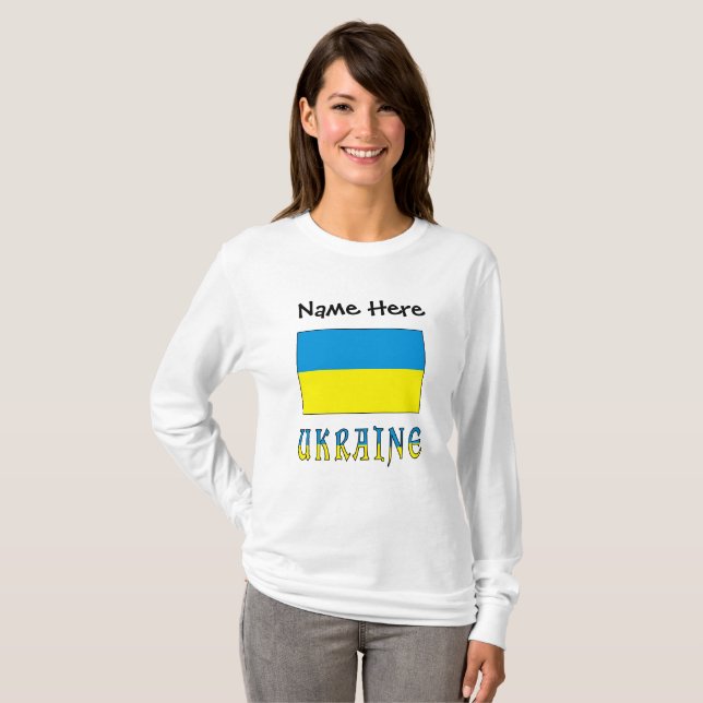 Ukraina och Ukrainas Flagga Personlig Women's T T Shirt (Hel framsida)