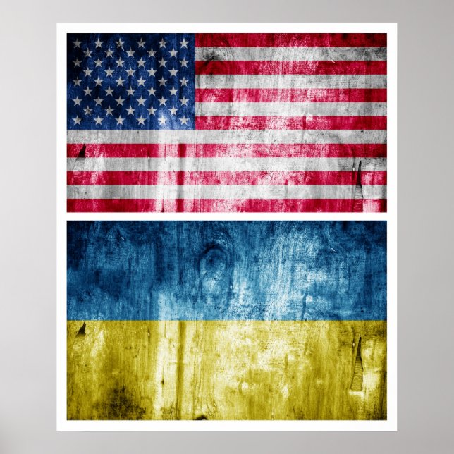 Ukraina och USA flagga Poster (Framsidan)