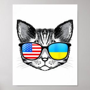 Ukraina Oss Flagg Rötter Katt Ukrainsk Amerikan Fö Poster