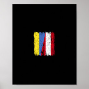 Ukraina Österrike Halv Flagga Ukrainsk Österrikisk Poster