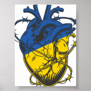 Ukraina Peace Barbed Wire Heart Kärlek Ukraina Poster