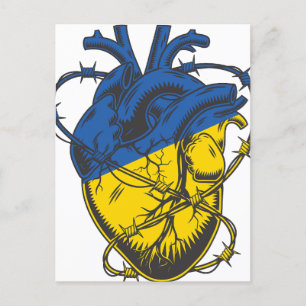 Ukraina Peace Barbed Wire Heart Kärlek Ukraina Vykort