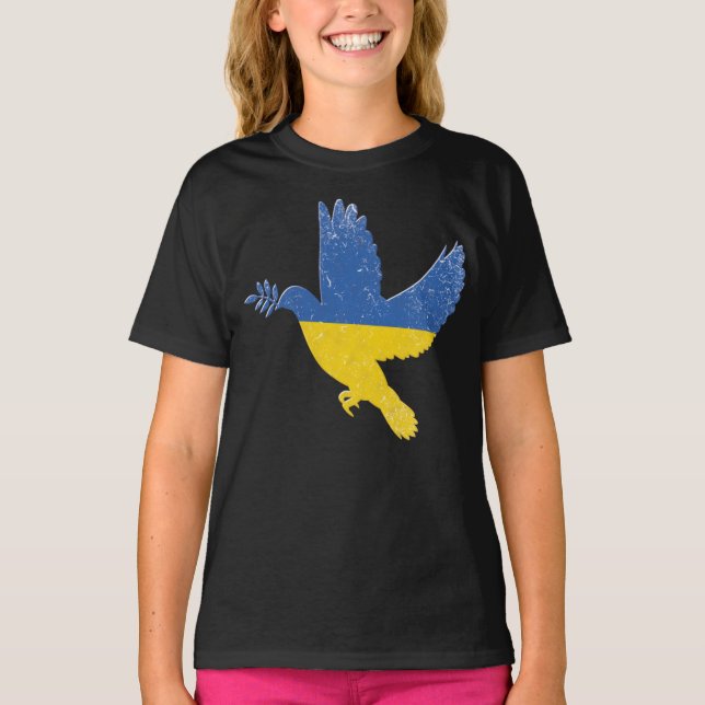 Ukraina Peace Dove, Ukrainas Pride Flagga T Shirt (Framsida)