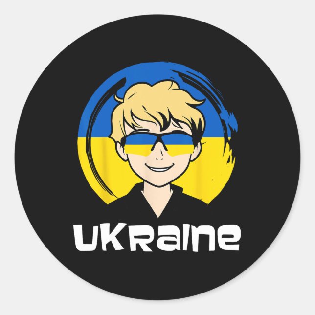 Ukraina Pojke  Runt Klistermärke (Framsida)