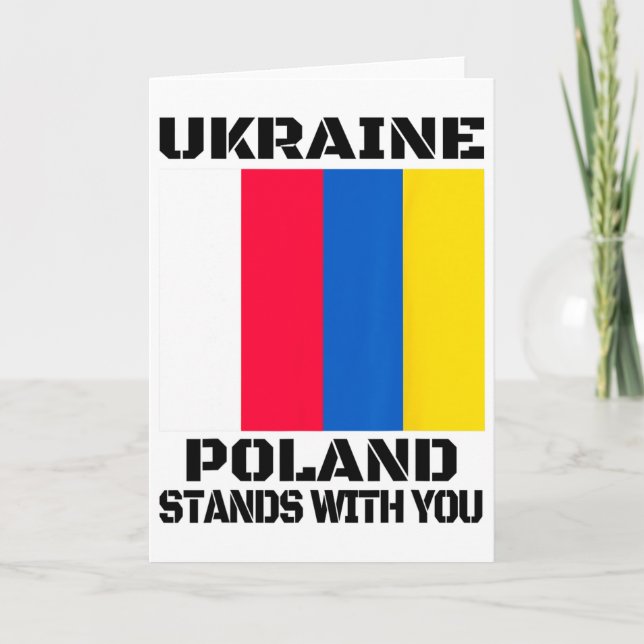 Ukraina Polen Står Med Dig Polsk Stöd  Kort (Framsida)