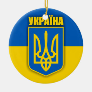 Ukraina pride julgransprydnad keramik