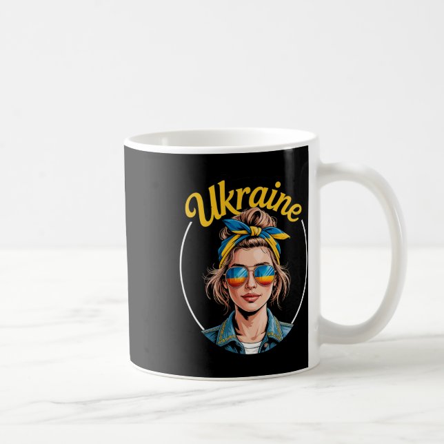 Ukraina Retro Stil Kvinna Grafisk Kulturell Stolth Kaffemugg (Höger)