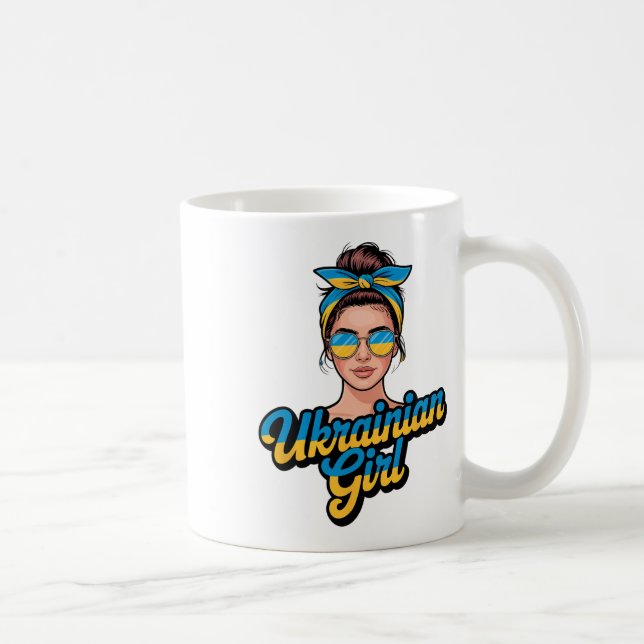 Ukraina Retro Stil Kvinna Grafisk Kulturell Stolth Kaffemugg (Höger)