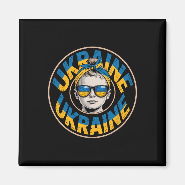 Ukraina Retro Stil Kvinna Grafisk Kulturell Stolth Magnet (Framsidan)