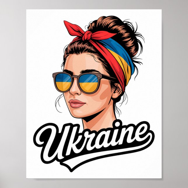 Ukraina Retro Stil Kvinna Grafisk Kulturell Stolth Poster (Framsidan)