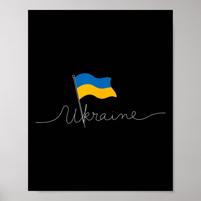 Ukraina Signatur Flaggstång - Patriotisk Ukrainsk  Poster (Framsidan)