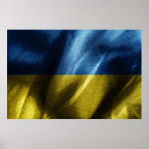 Ukraina silke flagga poster