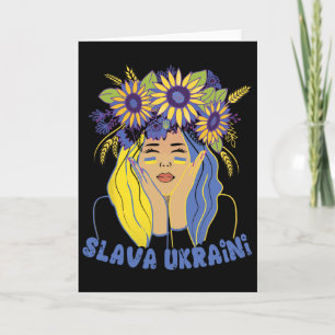 Ukraina Slava Ukraini T-shirt Stöd Ukrainska Kvinn Kort
