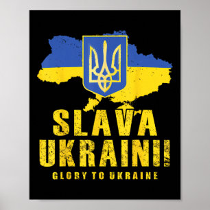 Ukraina Slava Ukraini Tryzub Ära Ukraina Flagga Poster