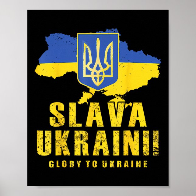 Ukraina Slava Ukraini Tryzub Ära Ukraina Flagga Poster (Framsidan)