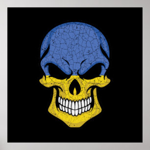Ukraina Smiling Skull Flagga Poster